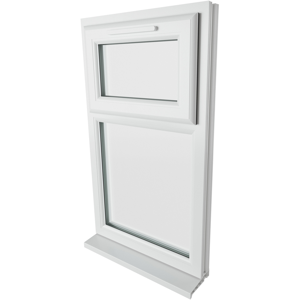 Crystal Top Hung Over Fixed Light White Clear Glass uPVC Triple Glazed Window 1040 x 610mm Image 9