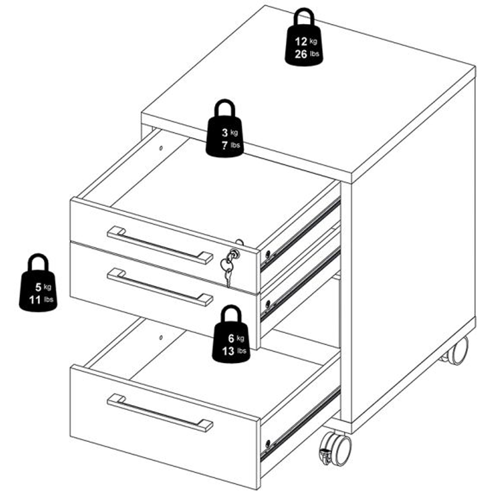 Furniture To Go Prima Oak 4 Drawer Mobile Cabinet Image 7