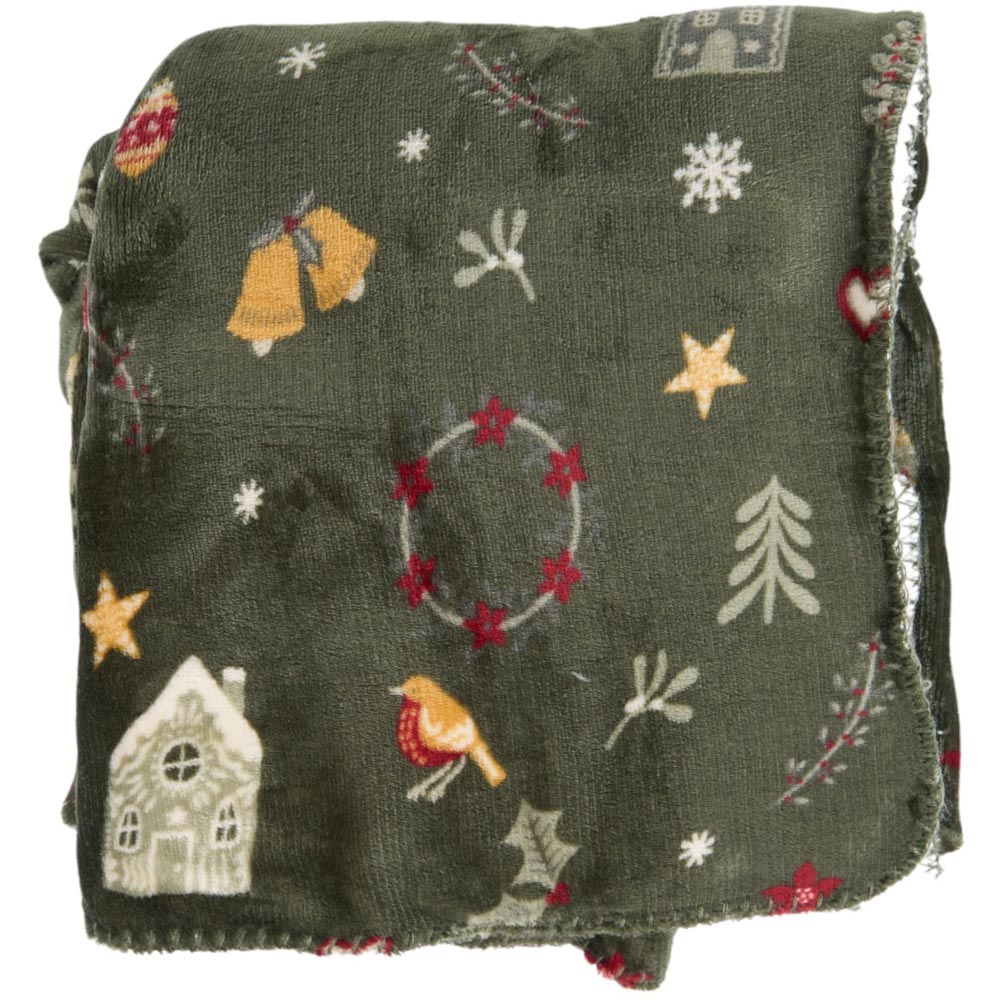 Winter Wishes Sherpa Throw  - Green Image 5
