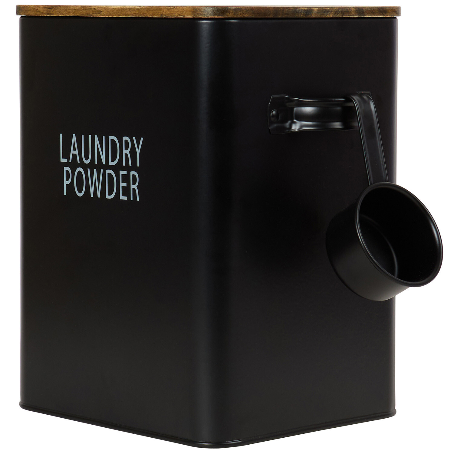 Malmo Laundry Powder Box with Dark Wood Lid Black Image 2