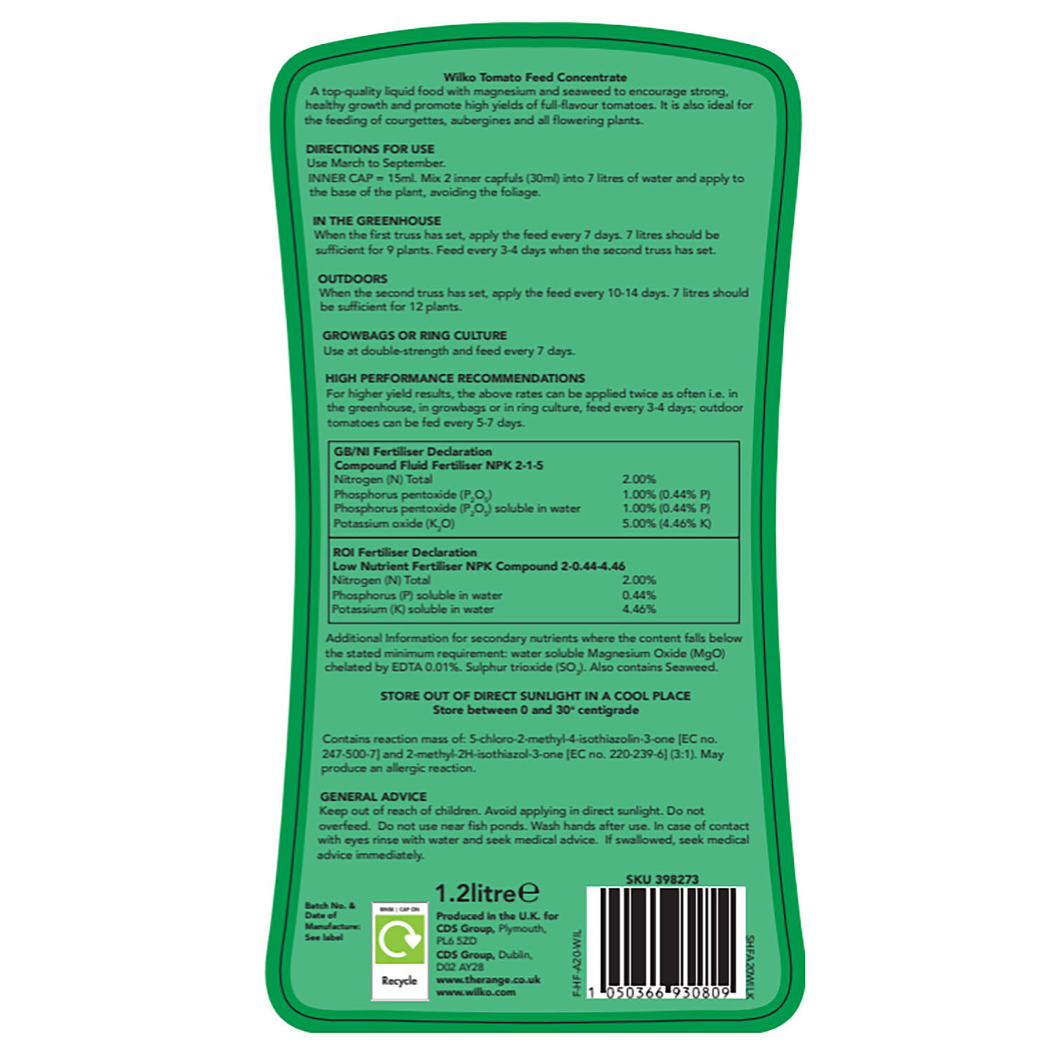 wilko Liquid Tomato Feed 1.2L - Green Image 2