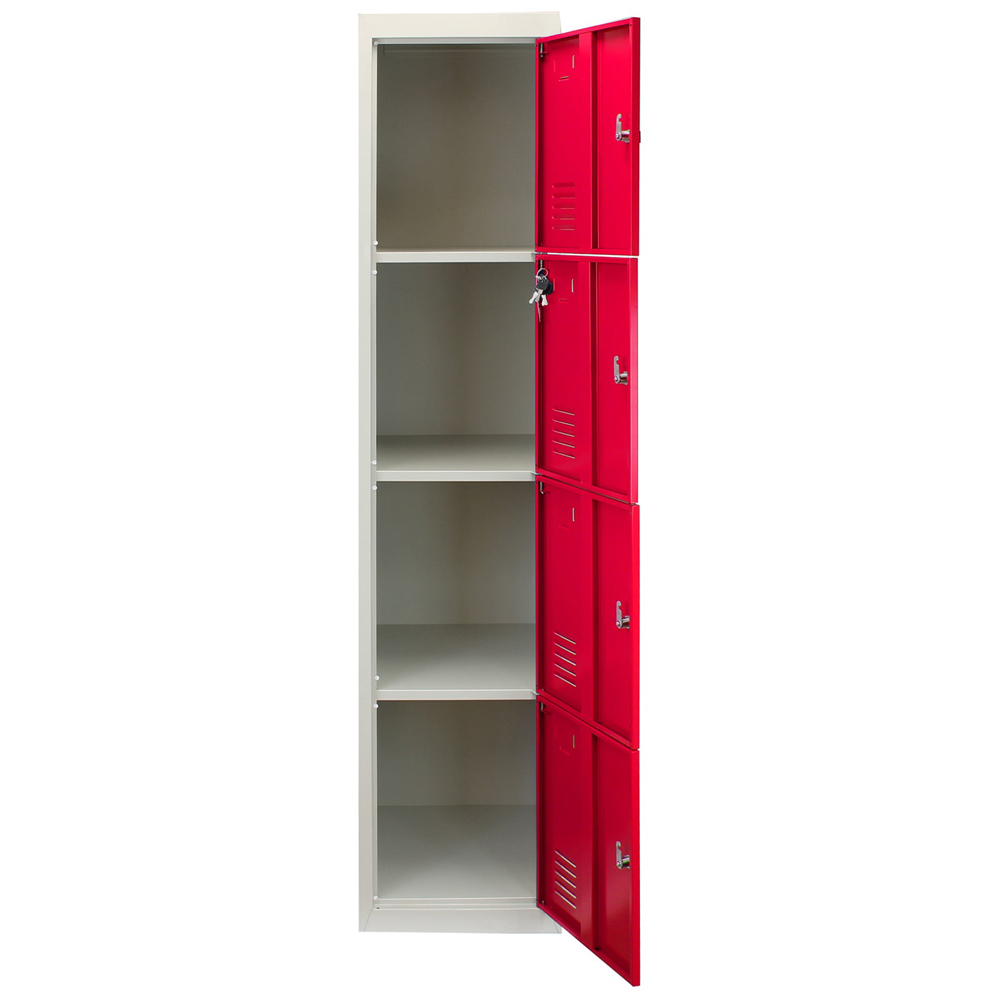 MonsterShop 4 Door Red Metal Storage Locker Image 4