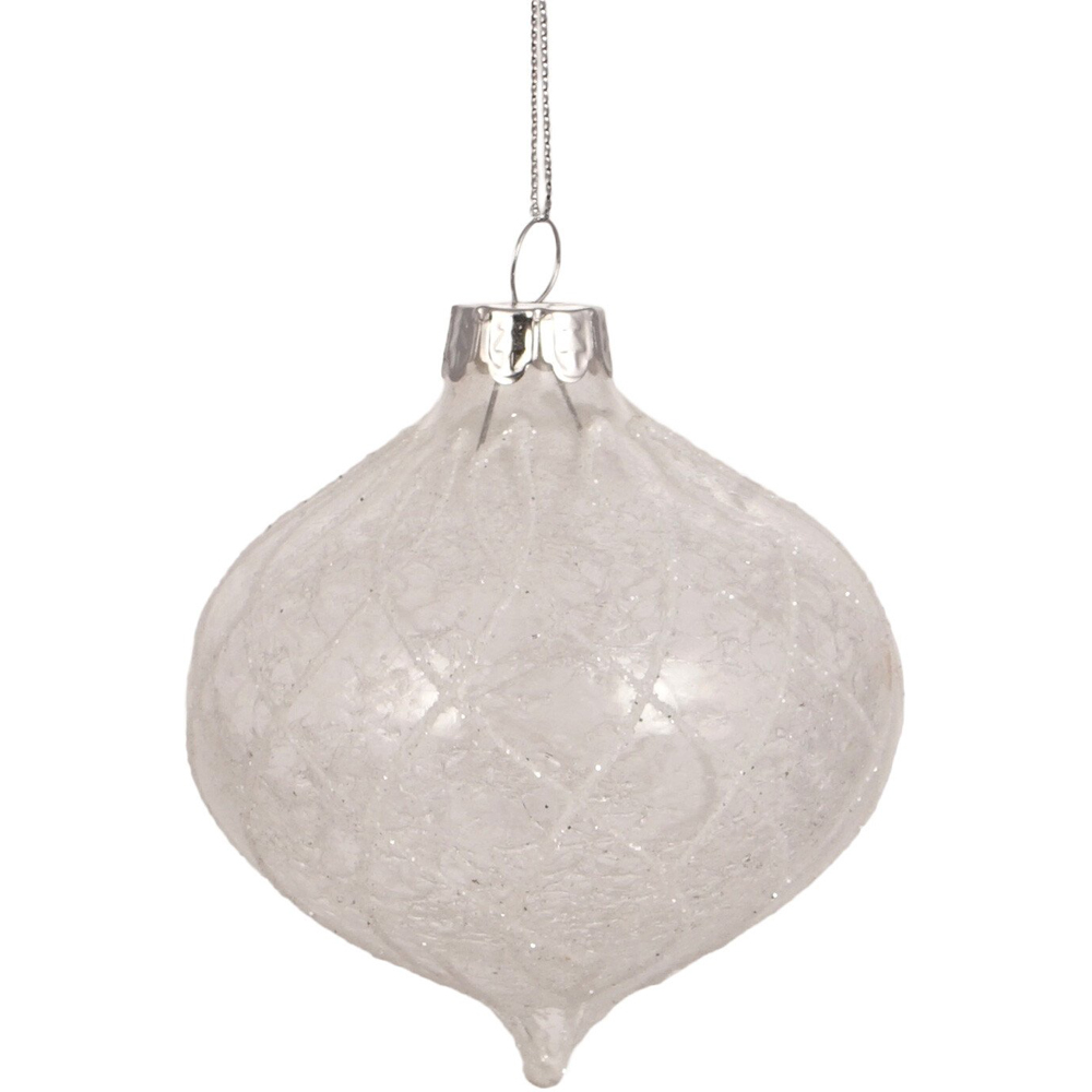 Alpine Lodge White Glass Sparkle Bauble Single Ornament Image 3