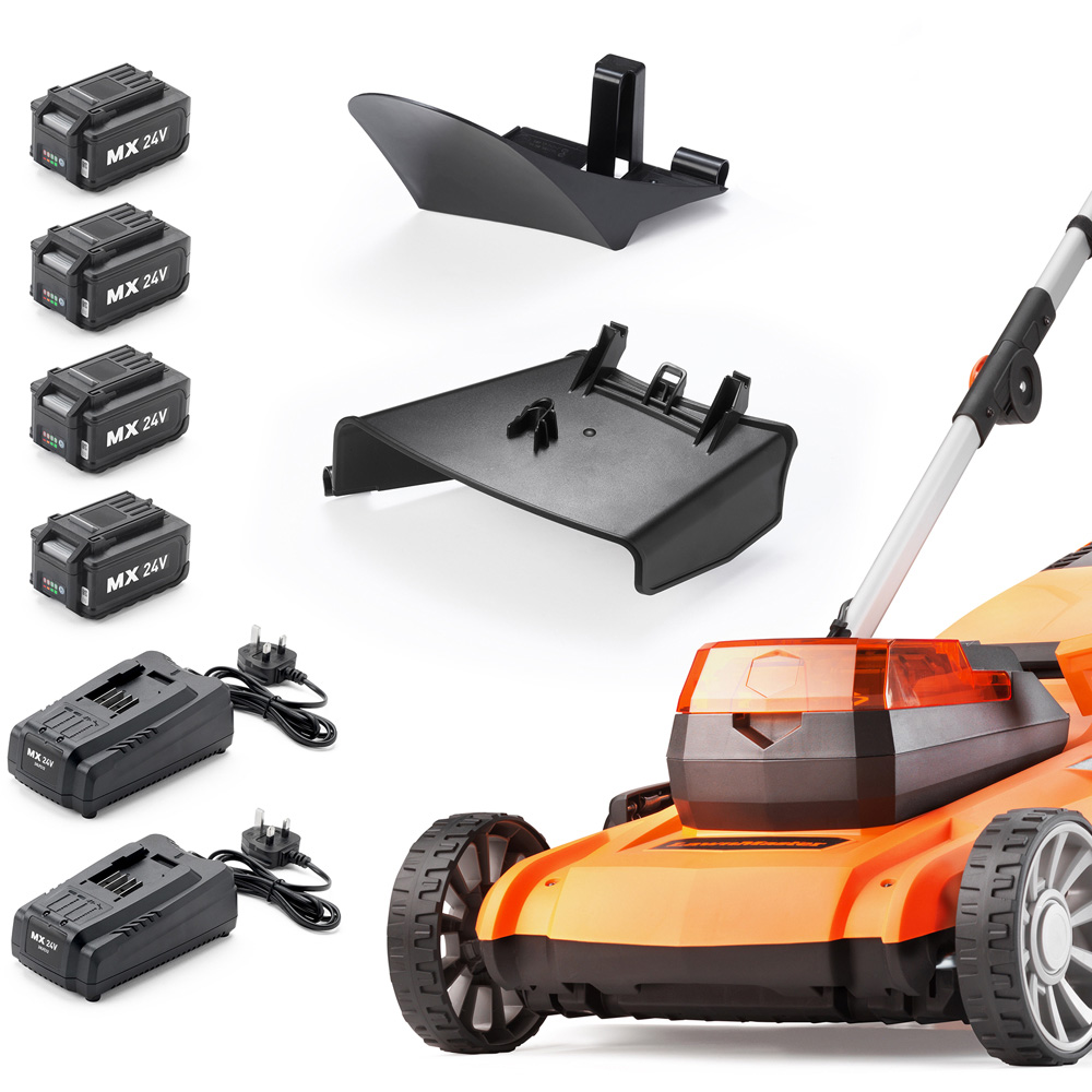 LawnMaster MX 24V 48V 46cm Cordless Lawnmower with 2 Battery Set Image 3