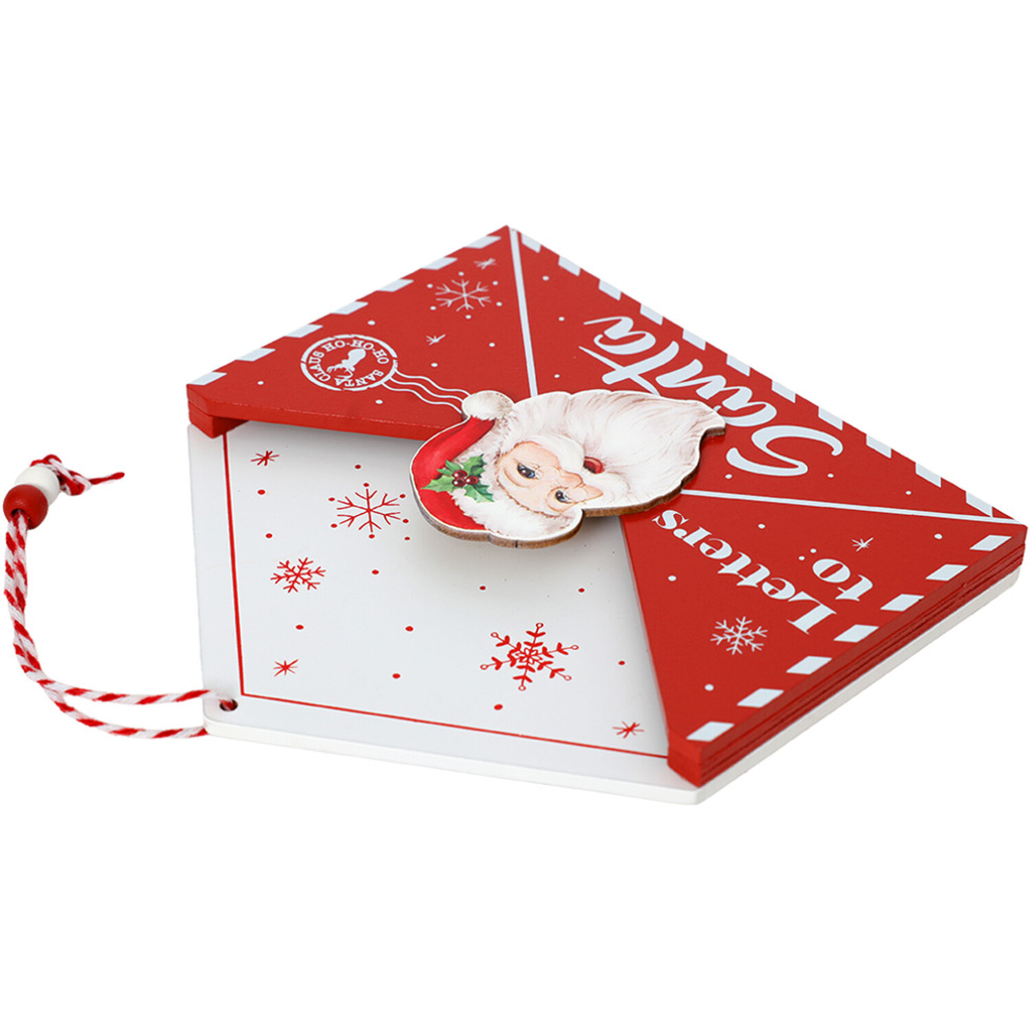 Letters to Santa Wooden Hanging Decoration Red and White Image 4