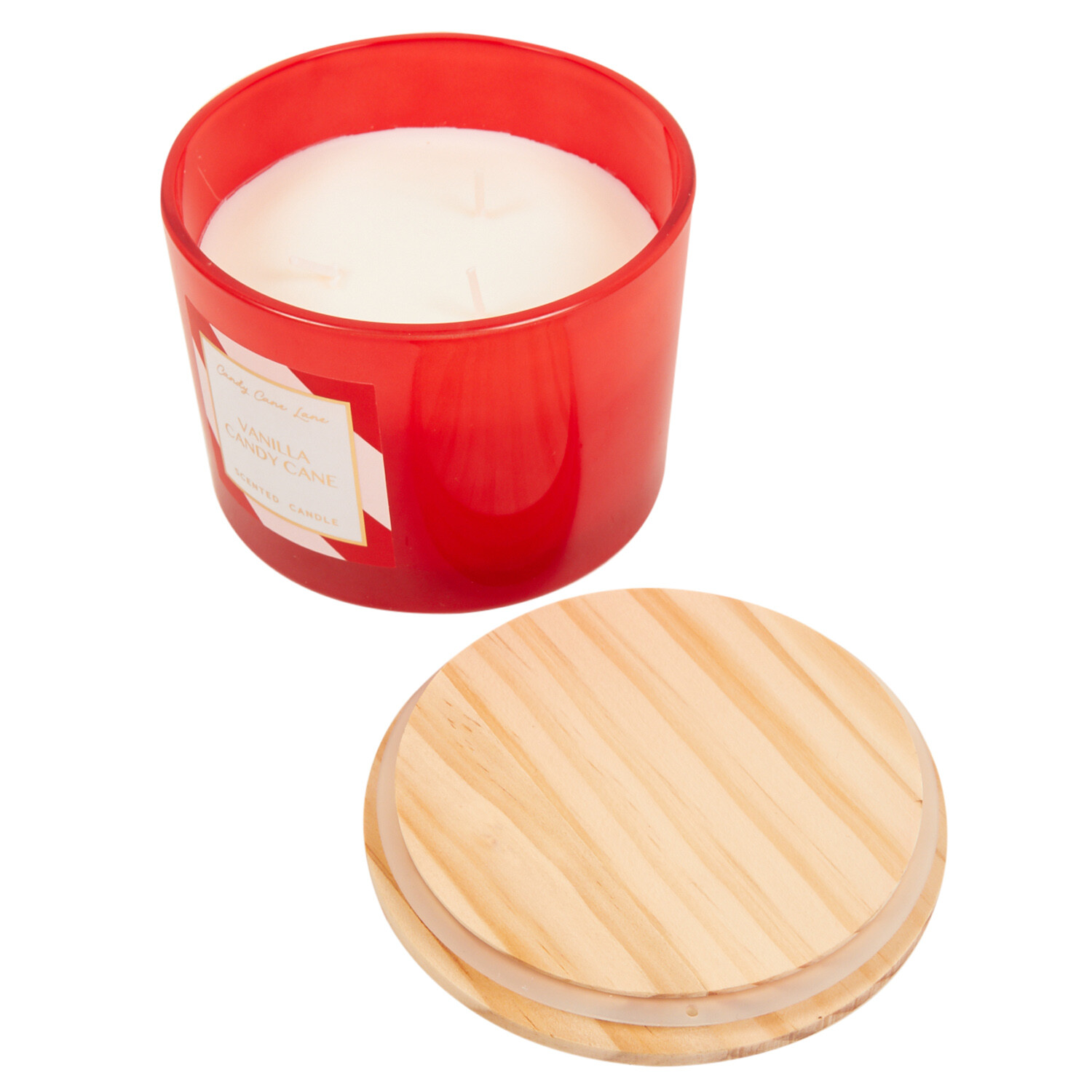 Festive Scented 3 Wick Candle - Vanilla Candy Cane Image 3