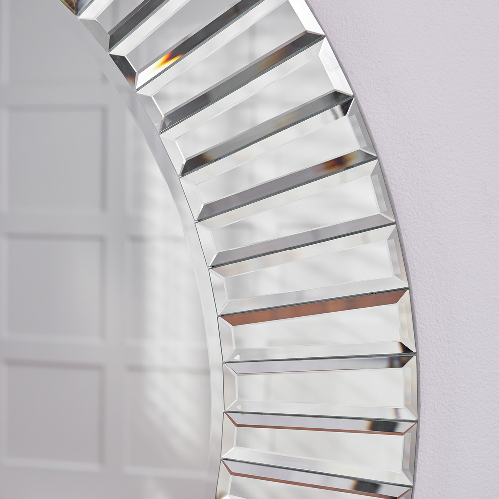 Silver Bevelled All Glass Round Mirror 100cm Image 4