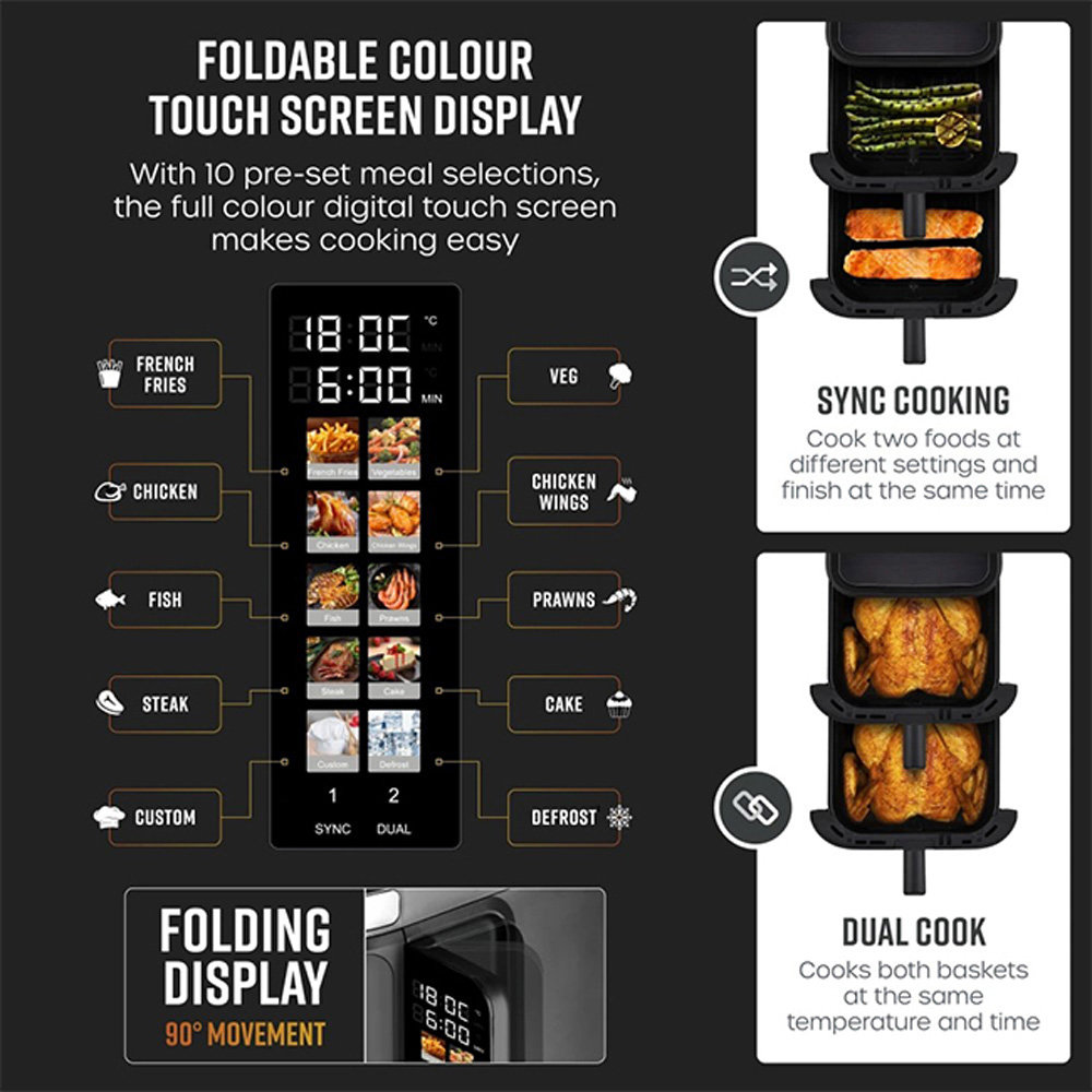 Swan Duo Layer Black 11L Air Fryer Image 6