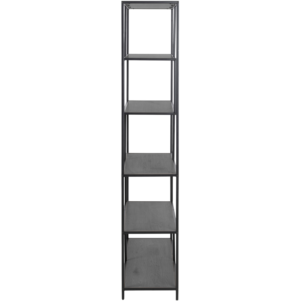 Furniture To Go Seaford Black 5 Shelf Metal Large Asymmetrical Bookcase Image 3