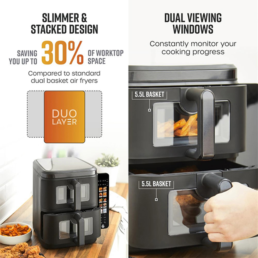 Swan Duo Layer Black 11L Air Fryer Image 4