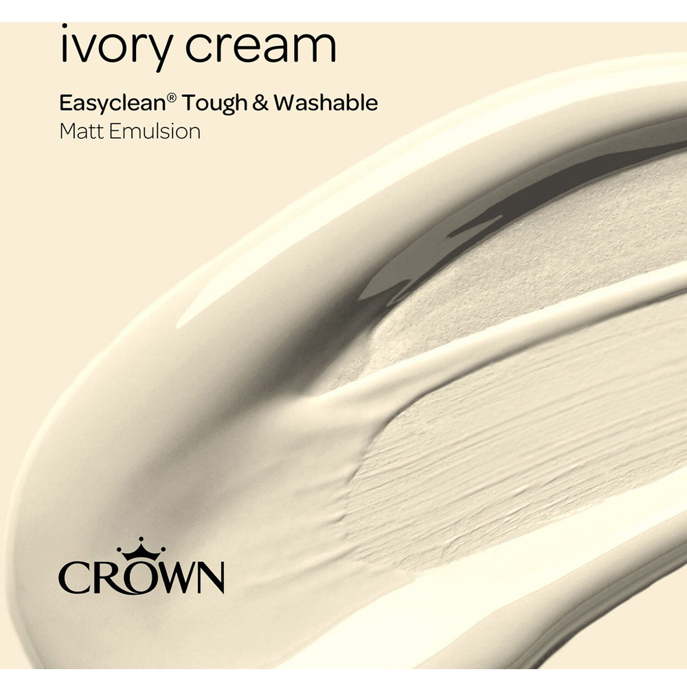 Crown Easyclean Ivory Cream Matt Emulsion Multisurface Paint 2.5L Image 7