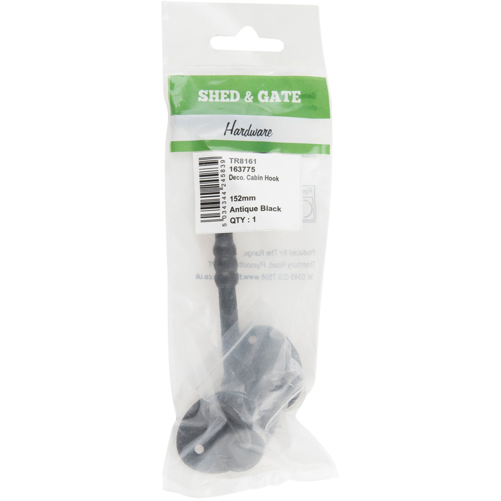 Hiatt Antique Black Decorative Cabin Hook 152mm Image 2