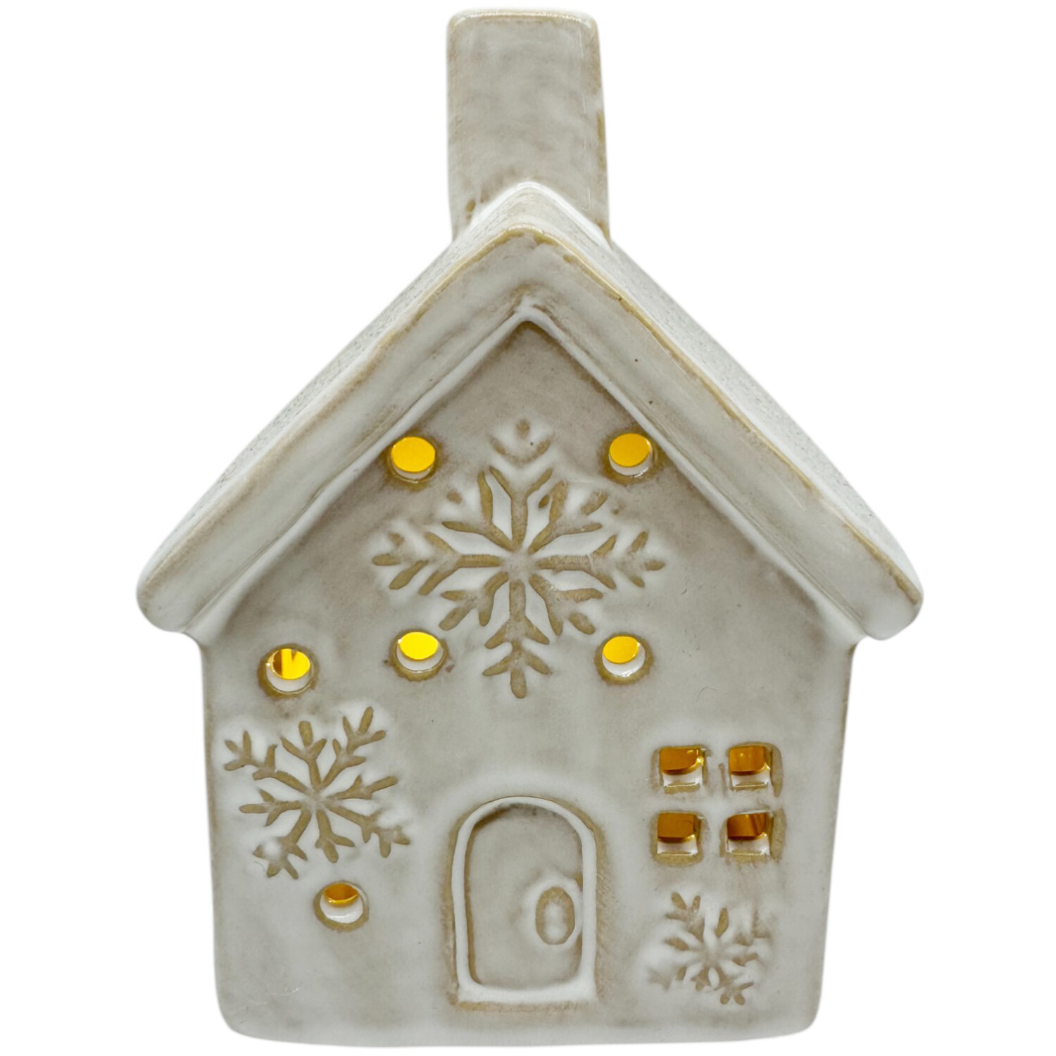 LED Snowflake House Cream Image 1