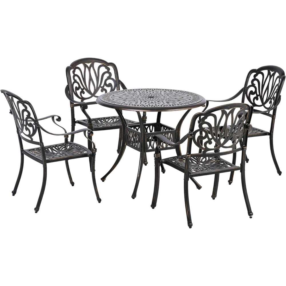 Outsunny 4 Seater Cast Aluminium Outdoor Dining Set Image 2