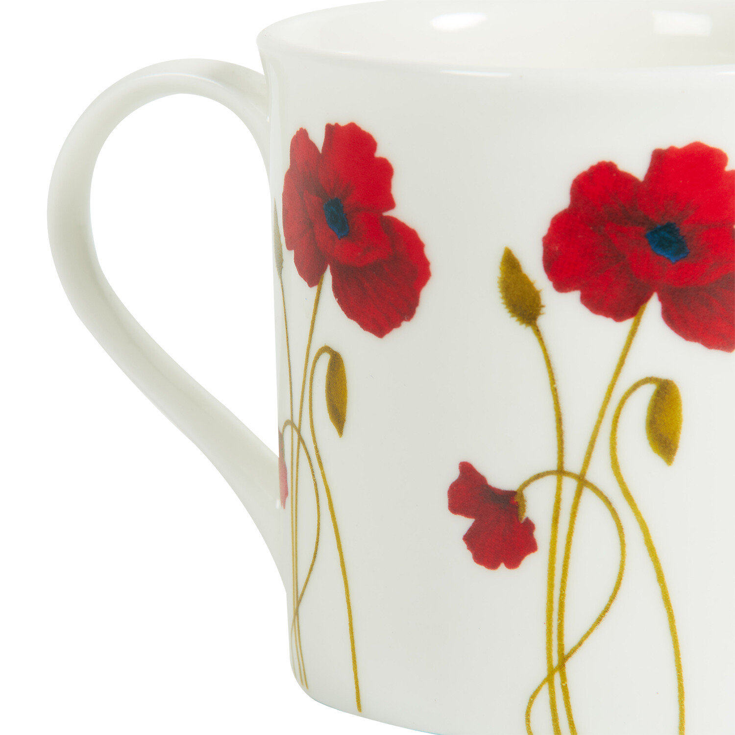Fine Bone China Richmond Stem Poppy Mug - White and Red Image 4