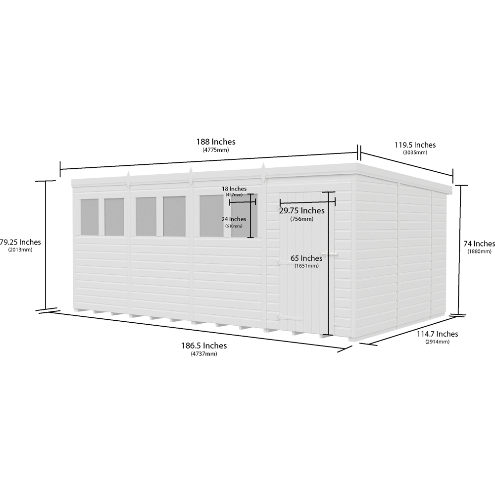 DIY Sheds Pent Garden Shed 16 x 10ft Image 4