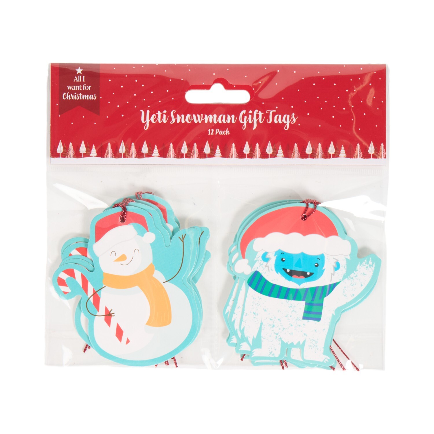 Pack of 12 Yeti and Snowman Gift Tags White Image 1