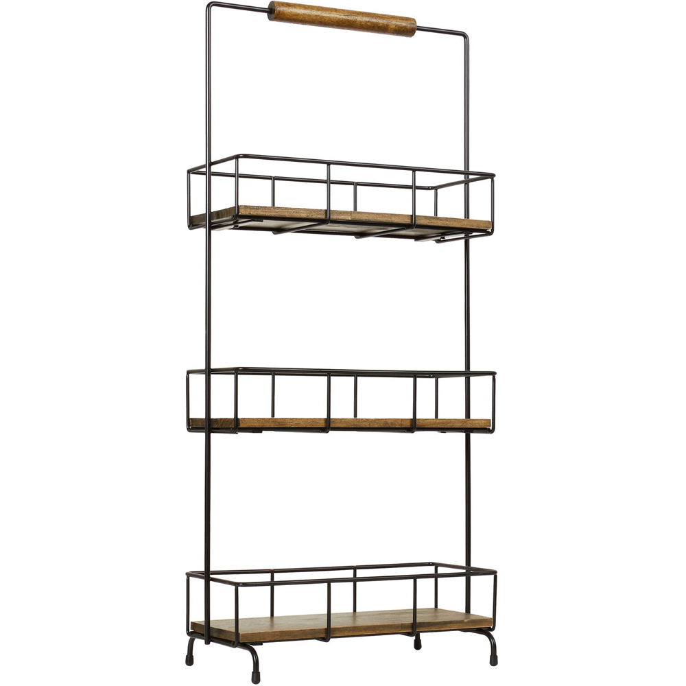 Malmo 3-Tier Shelving Stand with Handle - Black Image 3