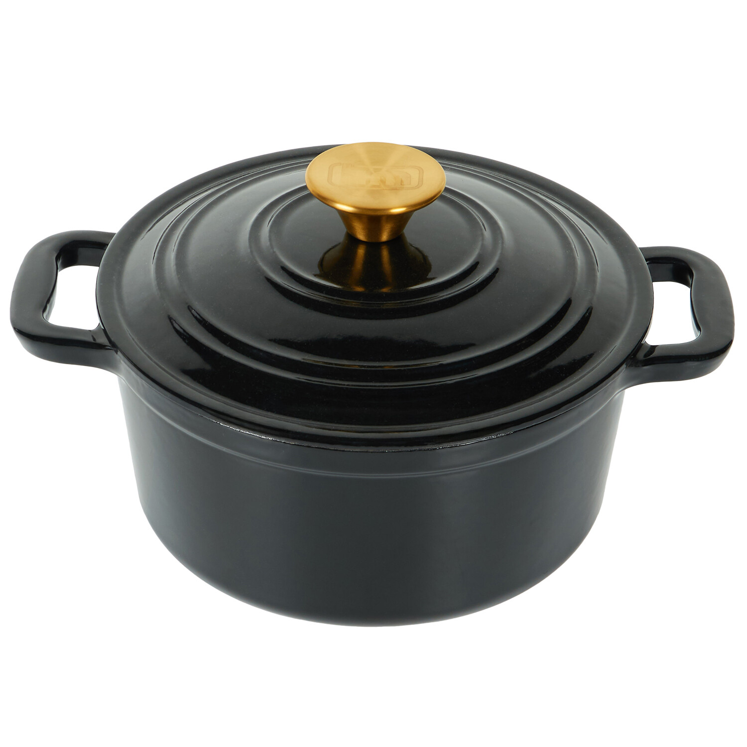 Kitchen Master Black Round Casserole Dish with Lid - Black / 20cm Image 2