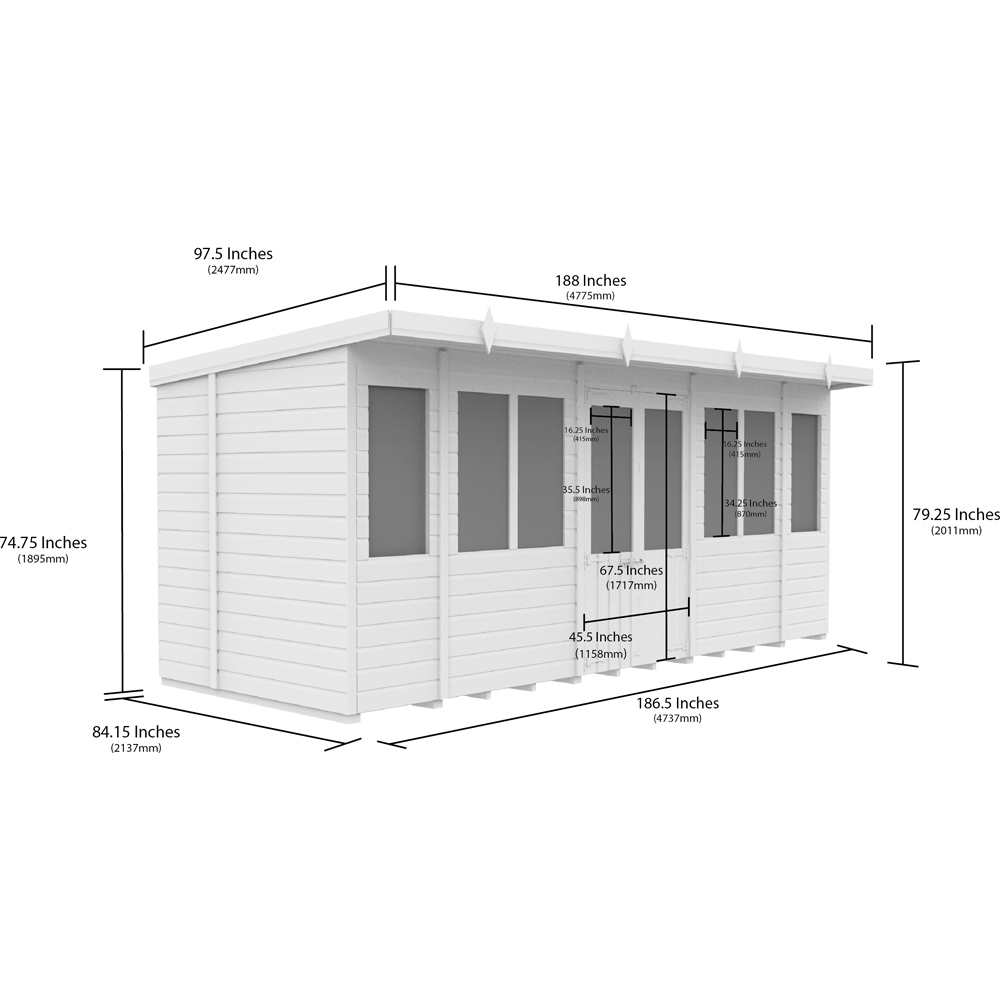 DIY Sheds 16 x 7ft Tongue and Groove Timber Pent Summerhouse Image 8