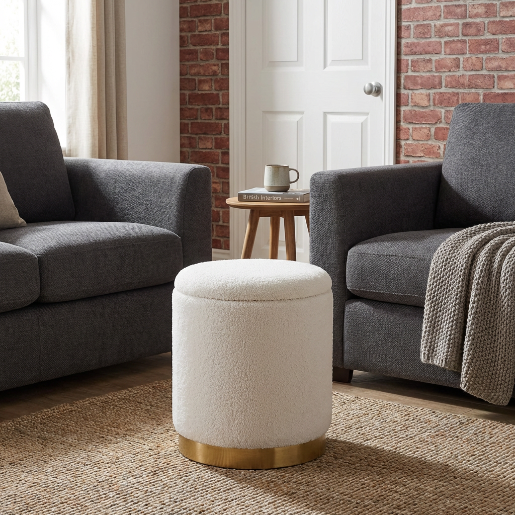 White Teddy Storage Footstool Image 3