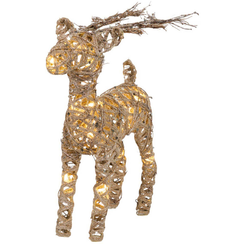 LED Rattan Reindeer Standing DecorationBrown Image 4