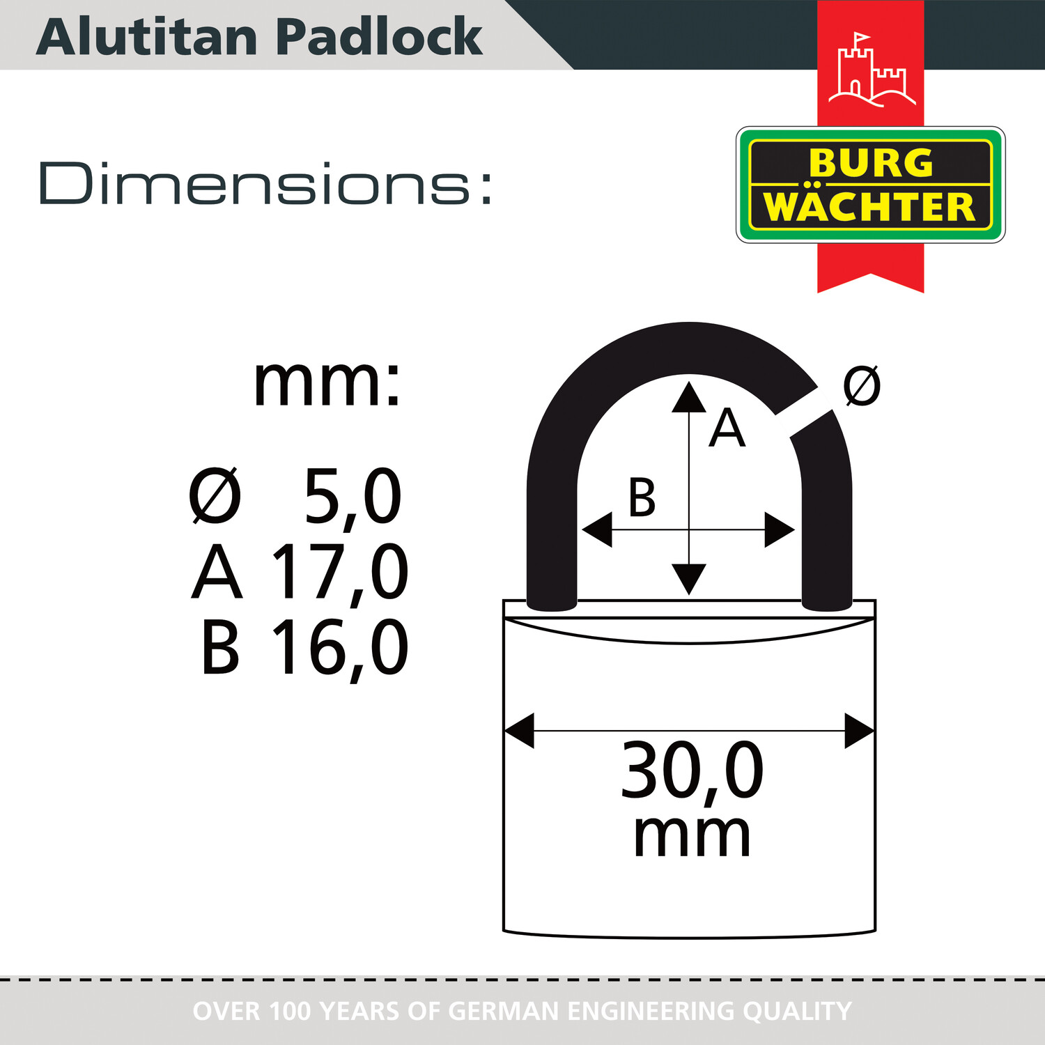 Alutitan Aluminium Padlock Silver 30mm Image 4