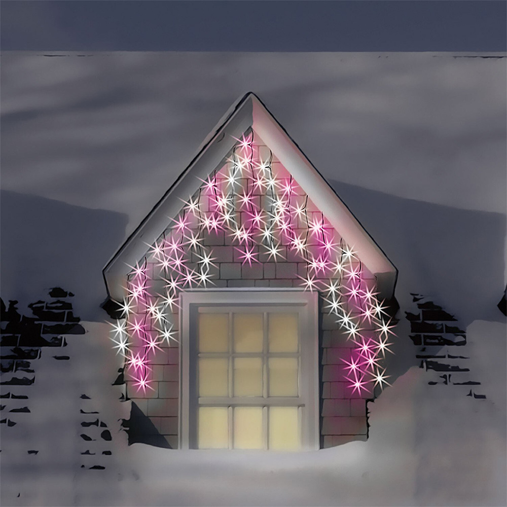 noel 200 Pink LED Icicle Lights Image 2