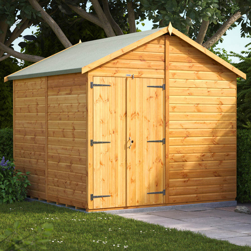 Power Sheds 8 x 8ft Double Door Apex Wooden Shed Image 2