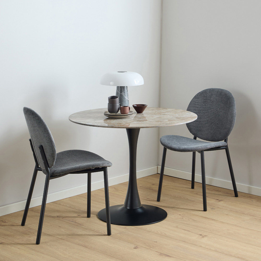Furniture To Go Malta Brown and Black Ceramic 4 Seater Round Dining Table Image 7