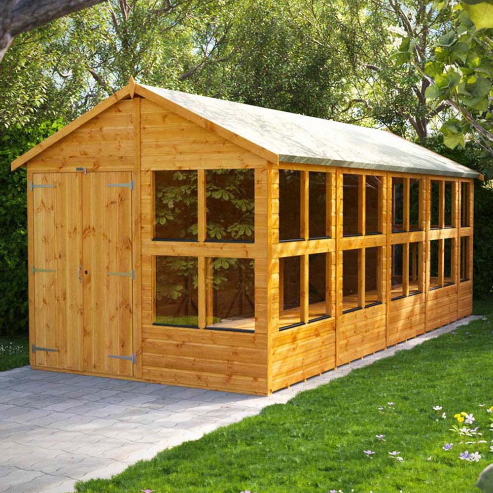 Power 18 x 8ft Apex Potting Shed with Double Doors Image 2