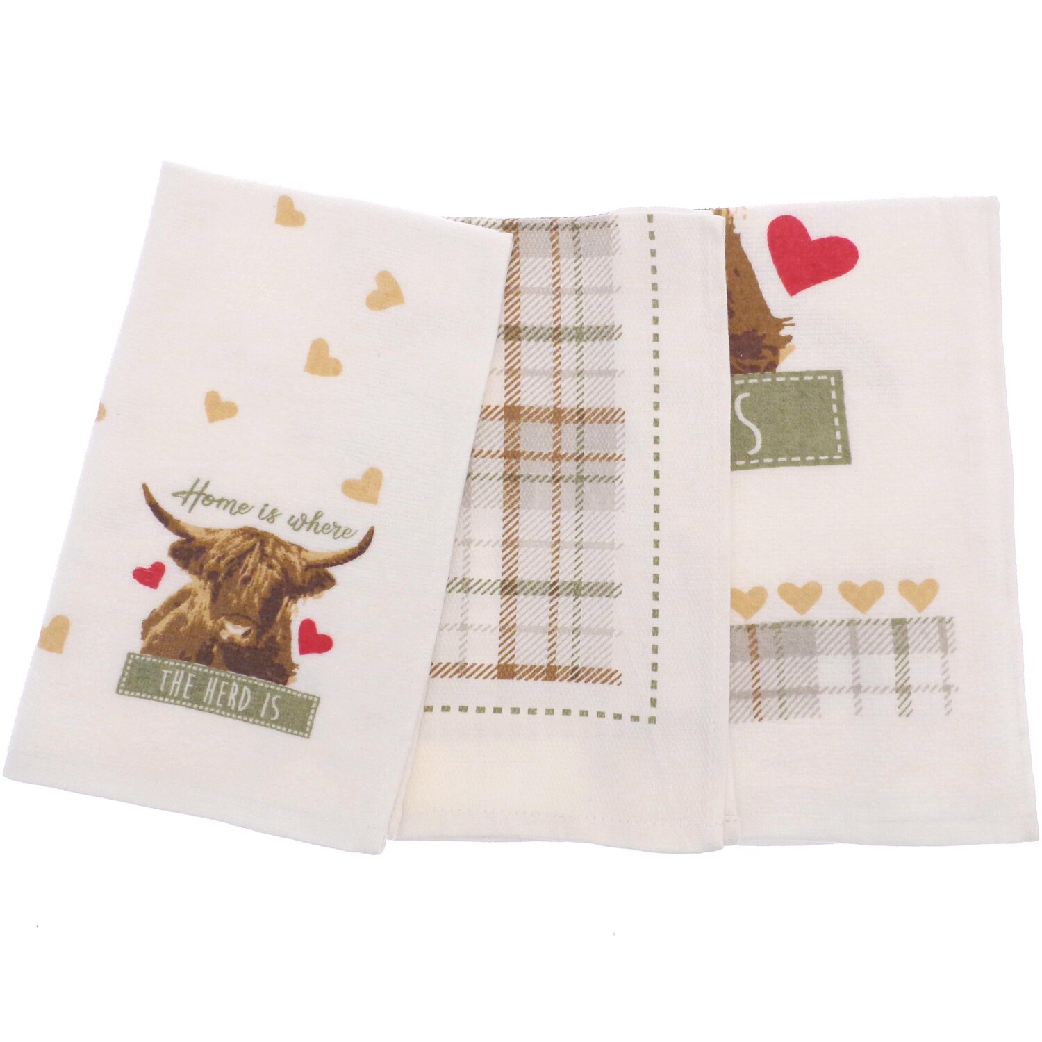 Pack of 3 Country Club Tea Towels Highland Herd Image 2