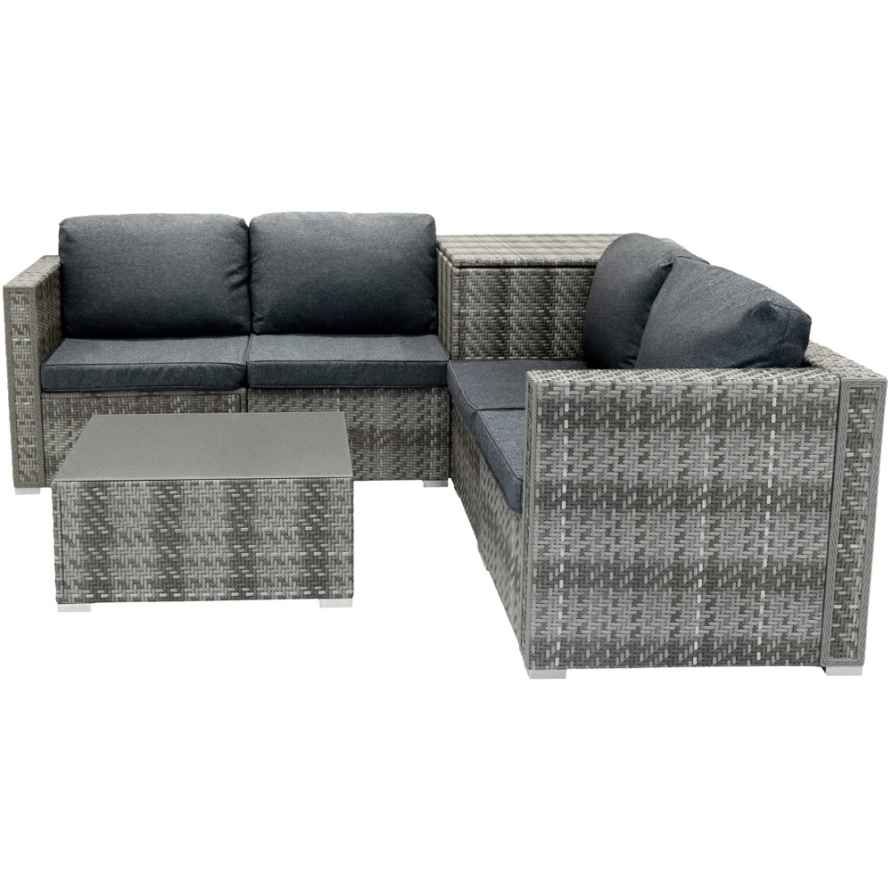 Jardi Grey Rattan 4 Seater Modular Garden Corner Lounge Set with Storage Box 250L Image 4