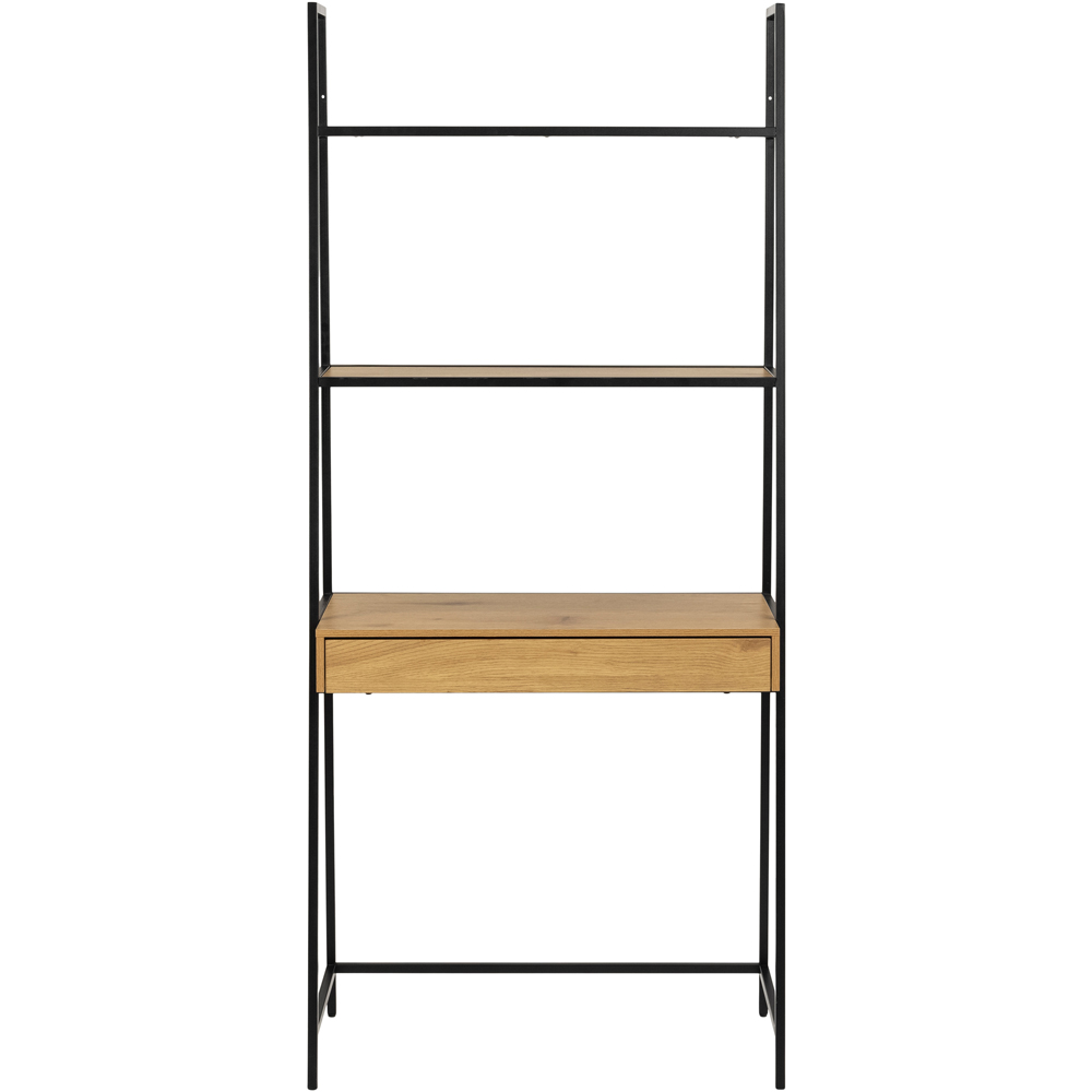 Florence Seaford Single Drawer 3 Shelf Oak and Black Bookcase Image 3