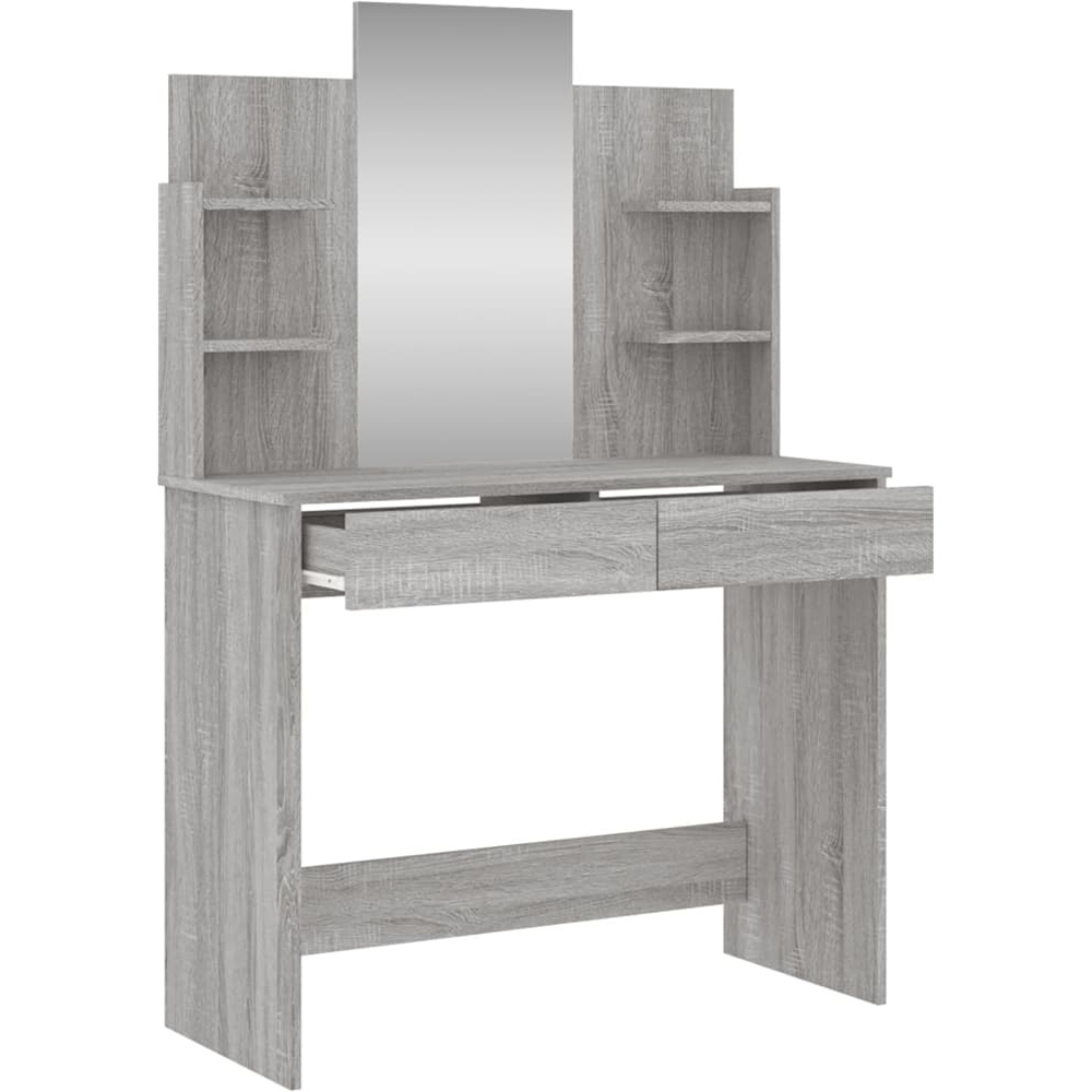 Walplus 2 Drawer 4 Shelf Grey Sonoma Dressing Table with Mirror Image 5