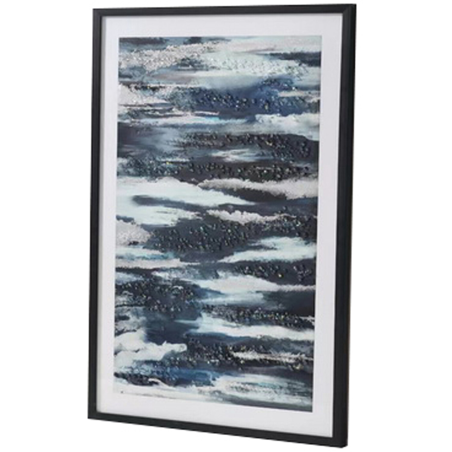 Dark Blue Jewelled Framed Art - Dark Blue Image 2