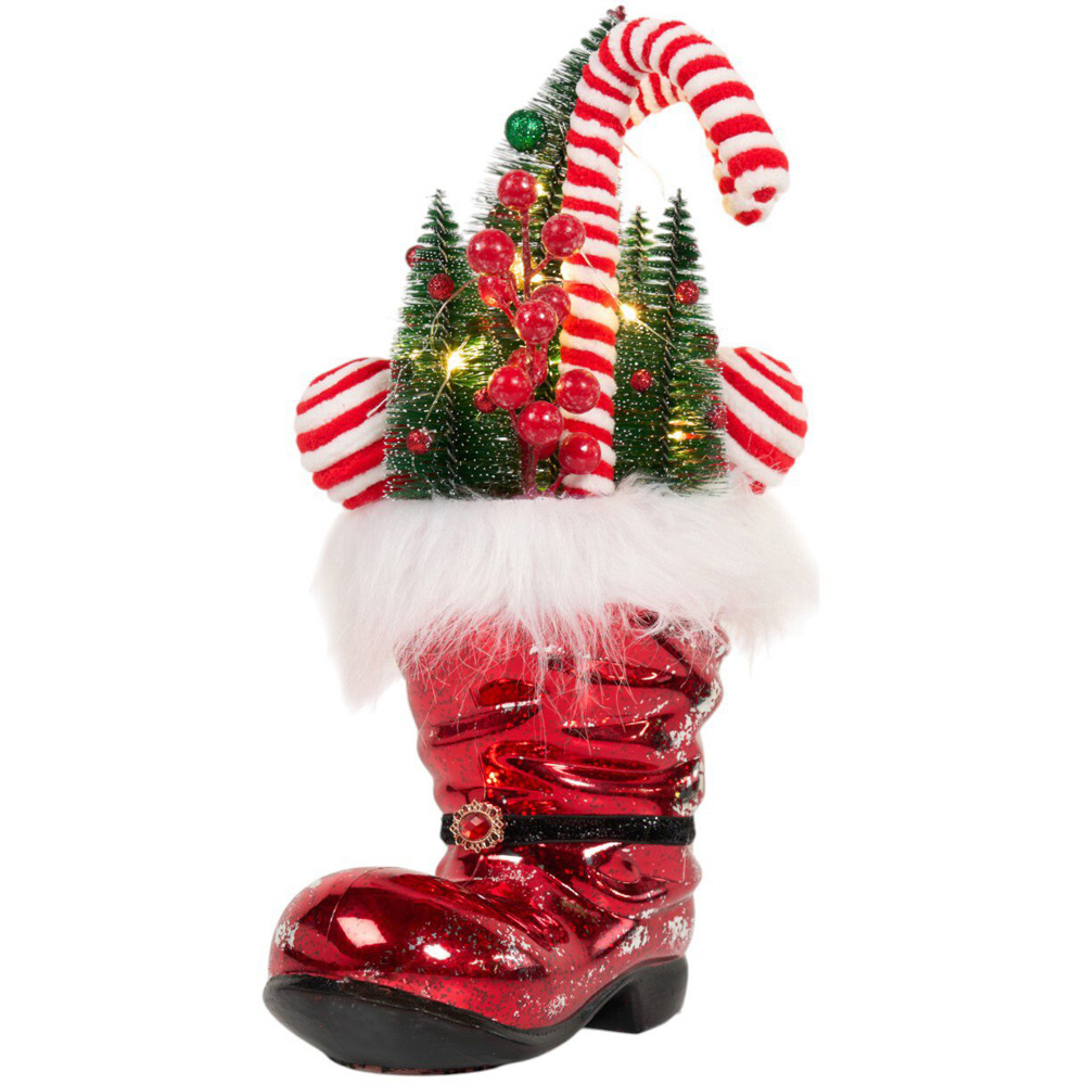 Candy Cane LED Boot Ornament Red Image 4