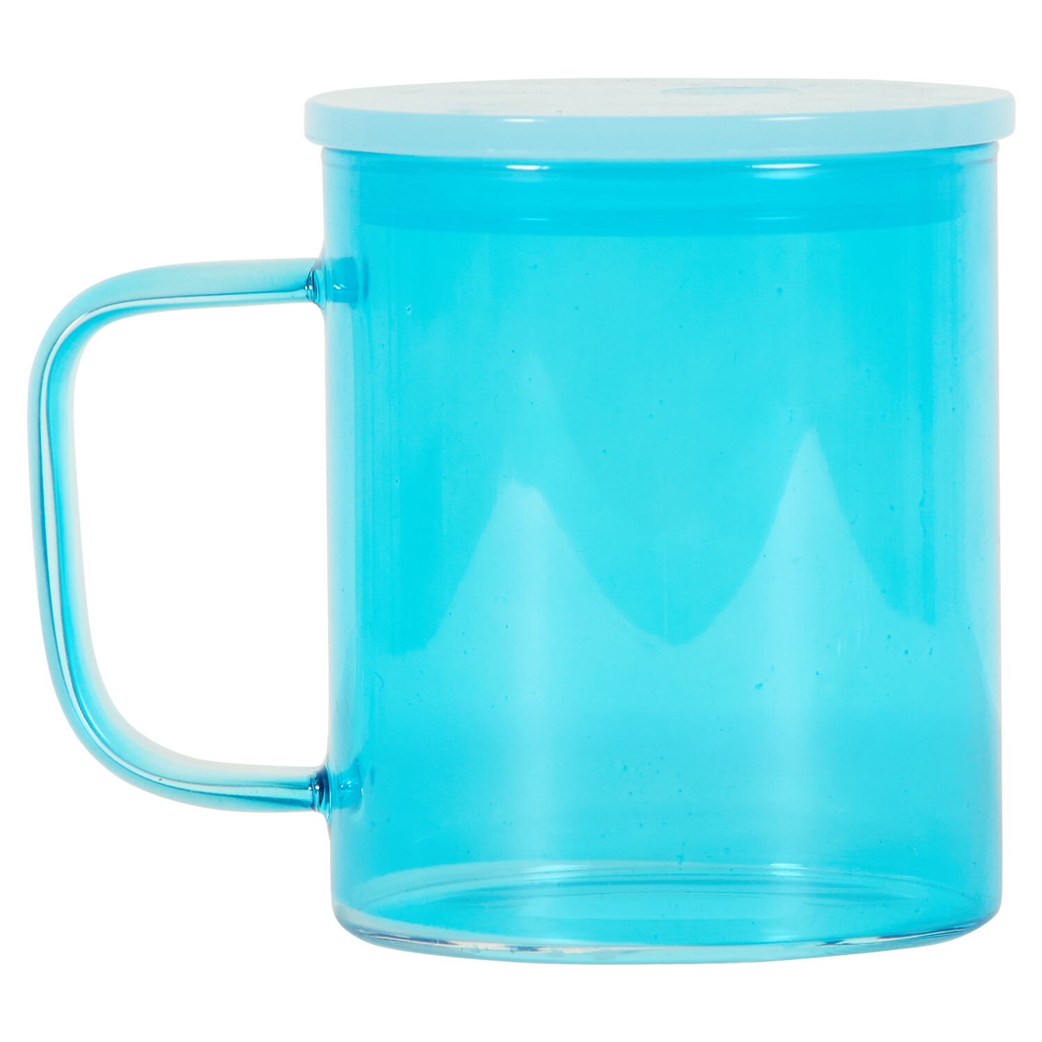 Colour Glass Mug with Plastic Lid 450ml - Multicolour Image 3