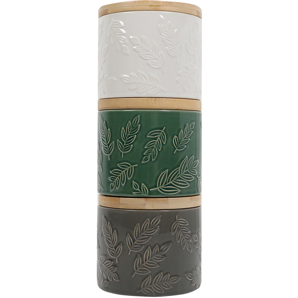 Small White Botanical Stacking Ceramic Canister Image 2