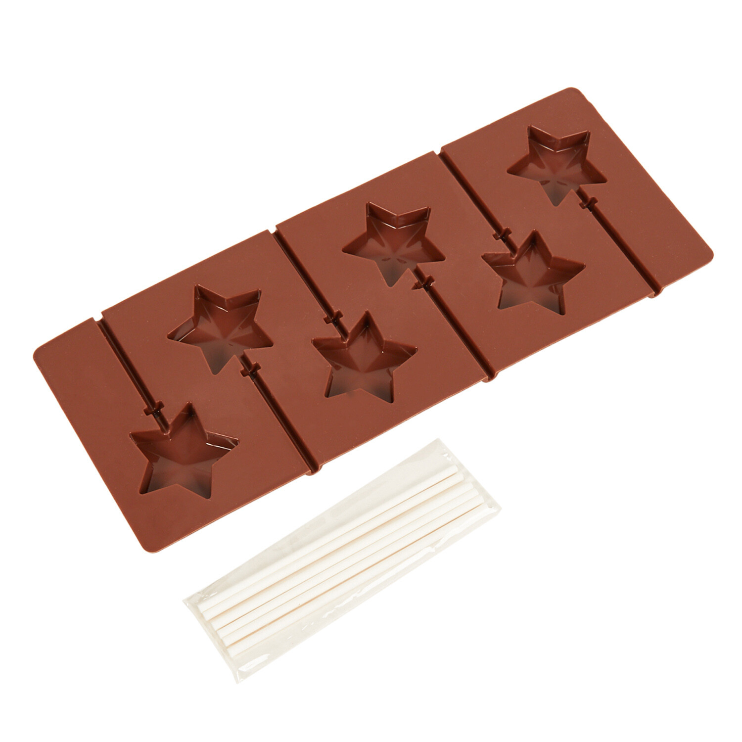 Silicone Star Mould with 6 Sticks - Brown Image 4