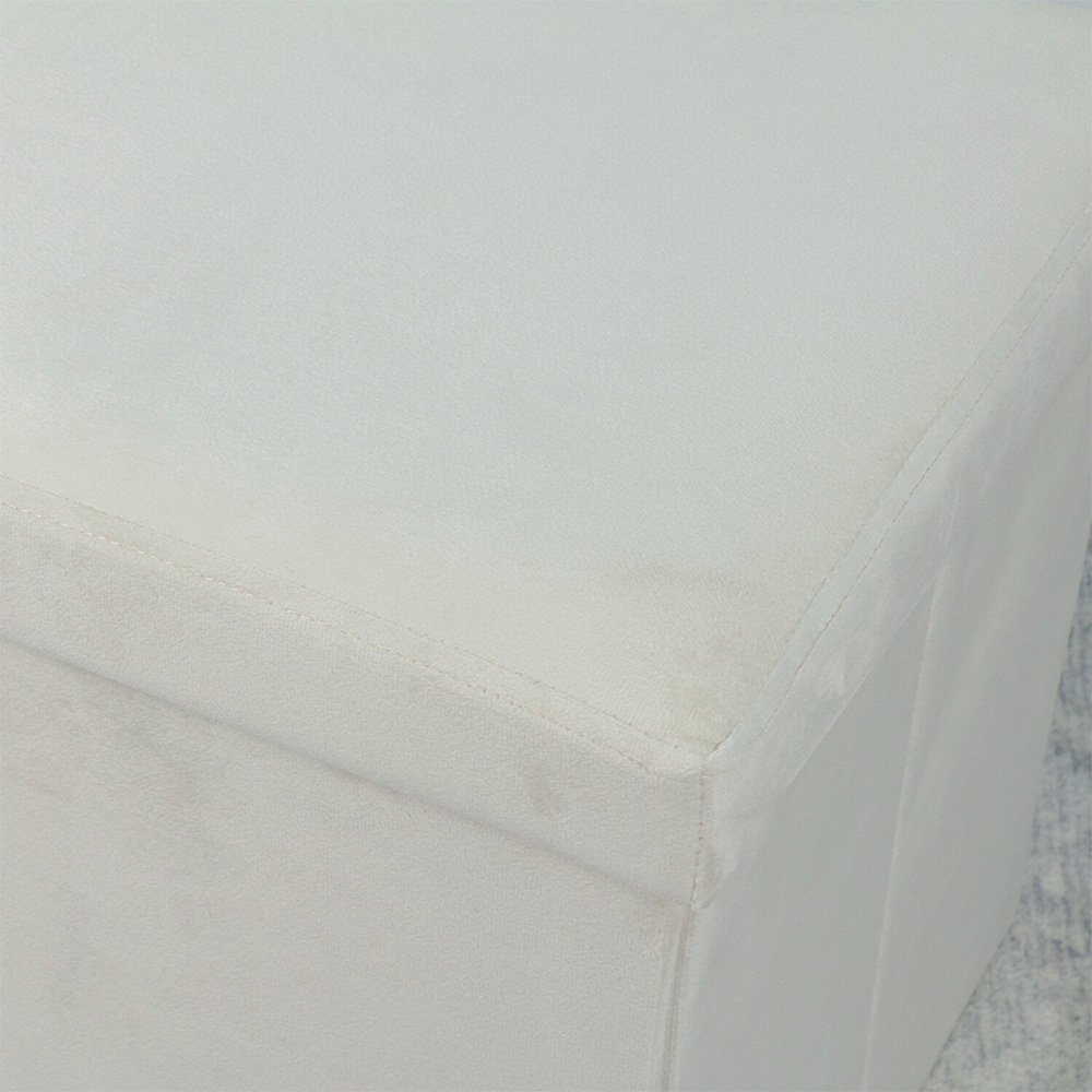 Cream Seville Crushed Velvet Cube Ottoman Storage Box Image 13