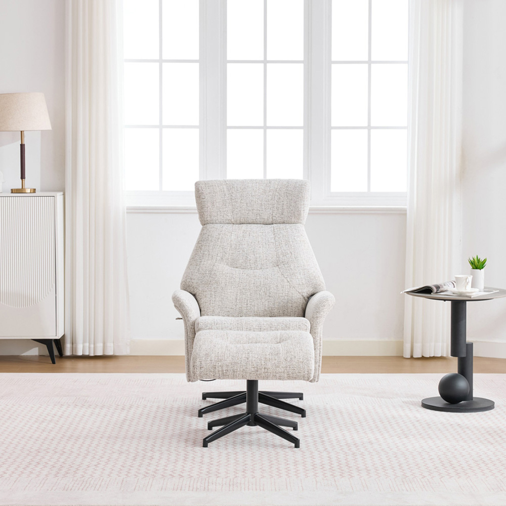 Queensbridge Beige Swivel Chair and Footstool Image 4