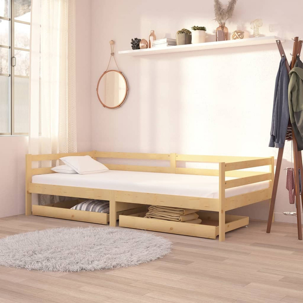 Walplus Natural Pinewood Day Bed Drawer Set of 2 Image 2