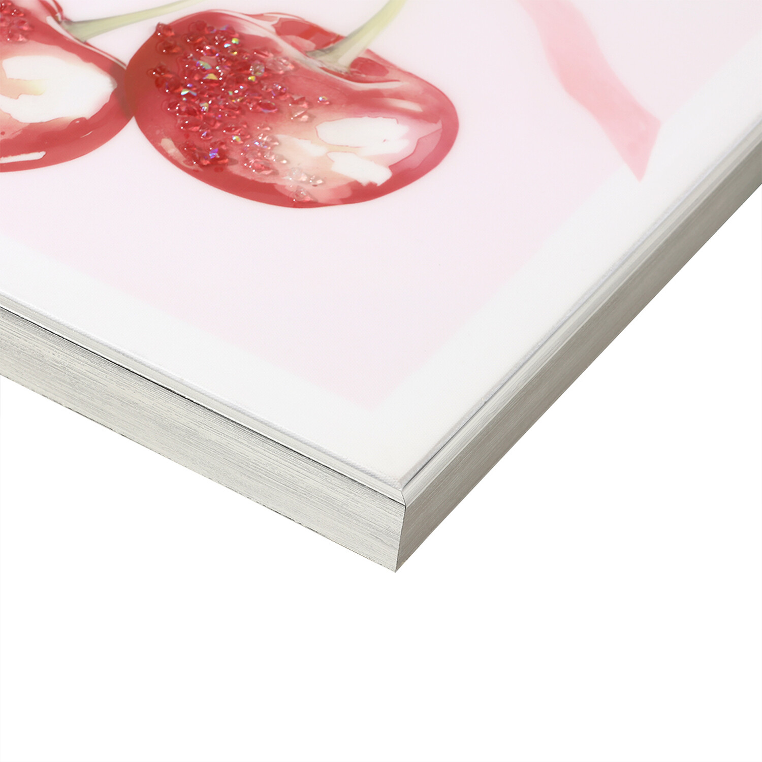 Jewelled Bow Cherries Framed Print - Pink and Red Image 3