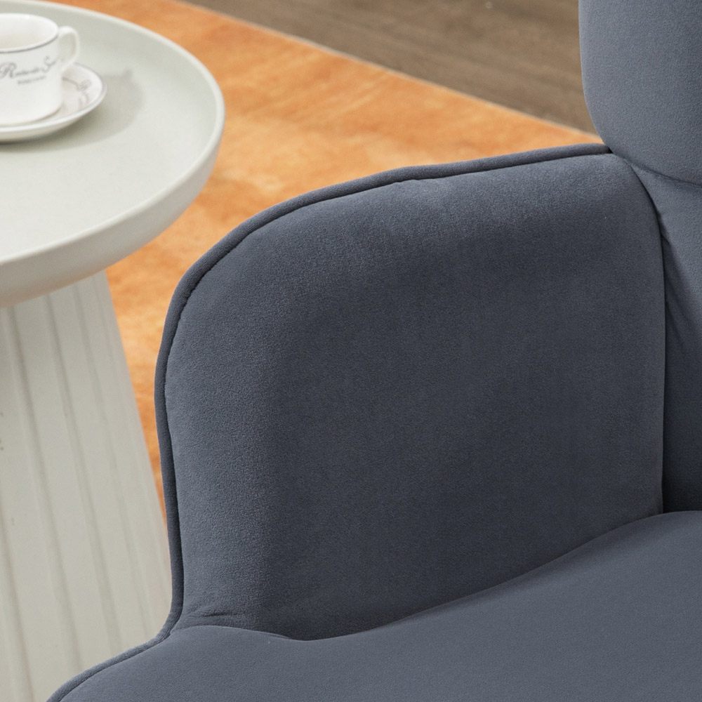 Portland Dark Grey Modern Button Tufted Wing Back Chair with Footstool Image 7