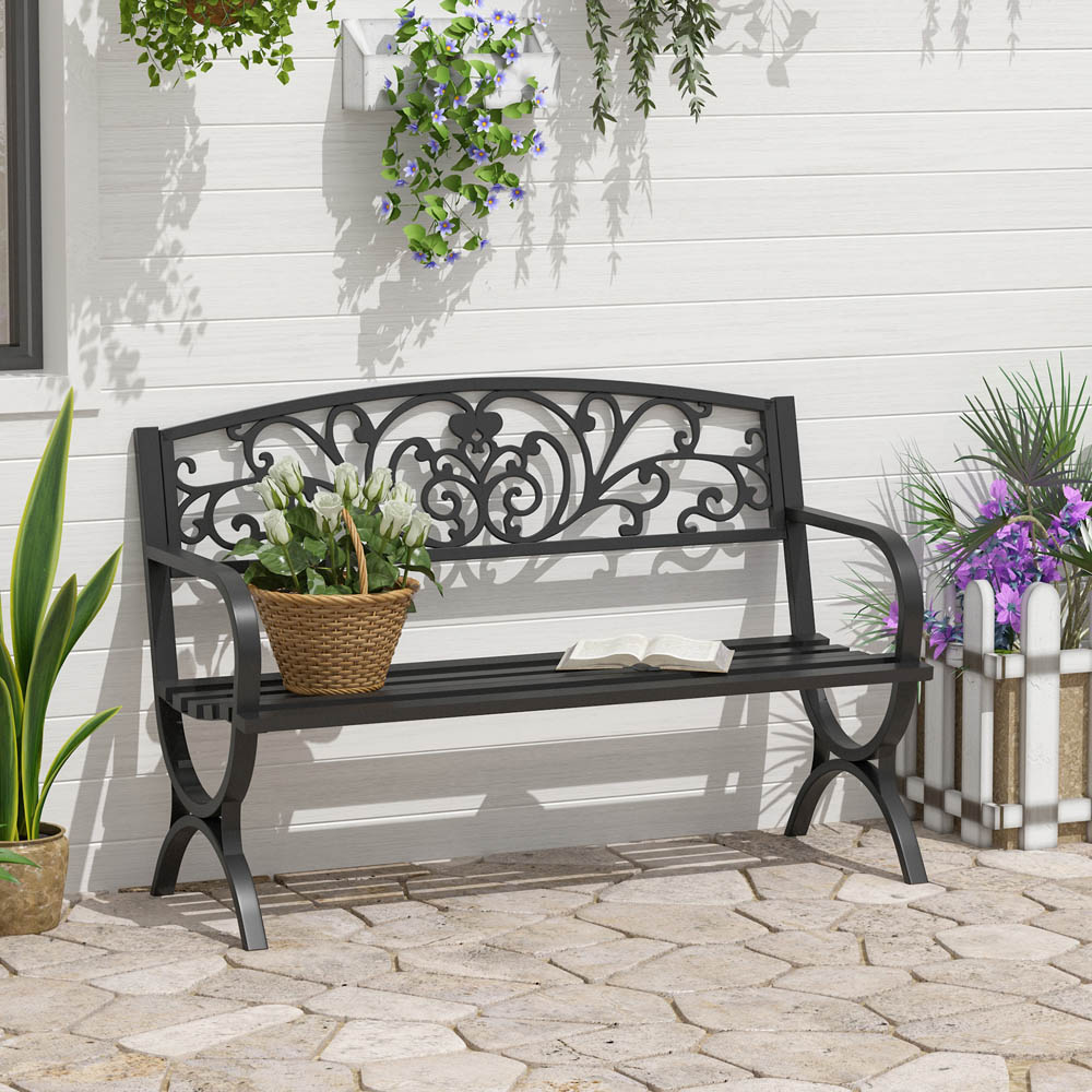 Outsunny 2 Seater Garden Bench Patio Vintage Loveseat Outdoor Decorative Seat Image 2