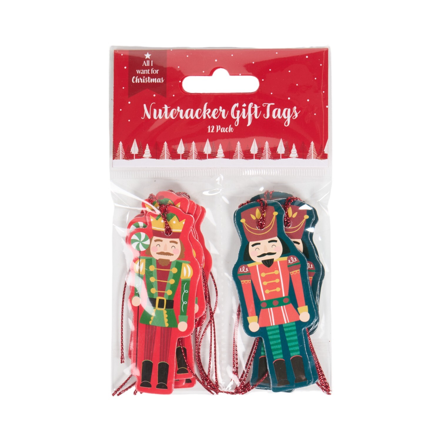 Pack of 12 Nutcracker Gift Tags Red Image 1