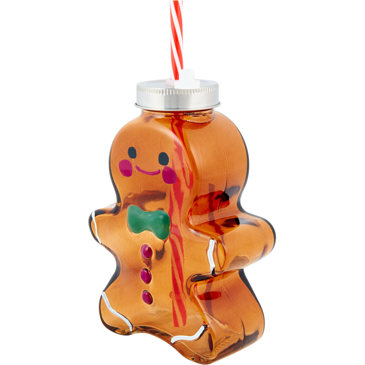 Glass Gingerbread Drinking Jar - Brown Image 2