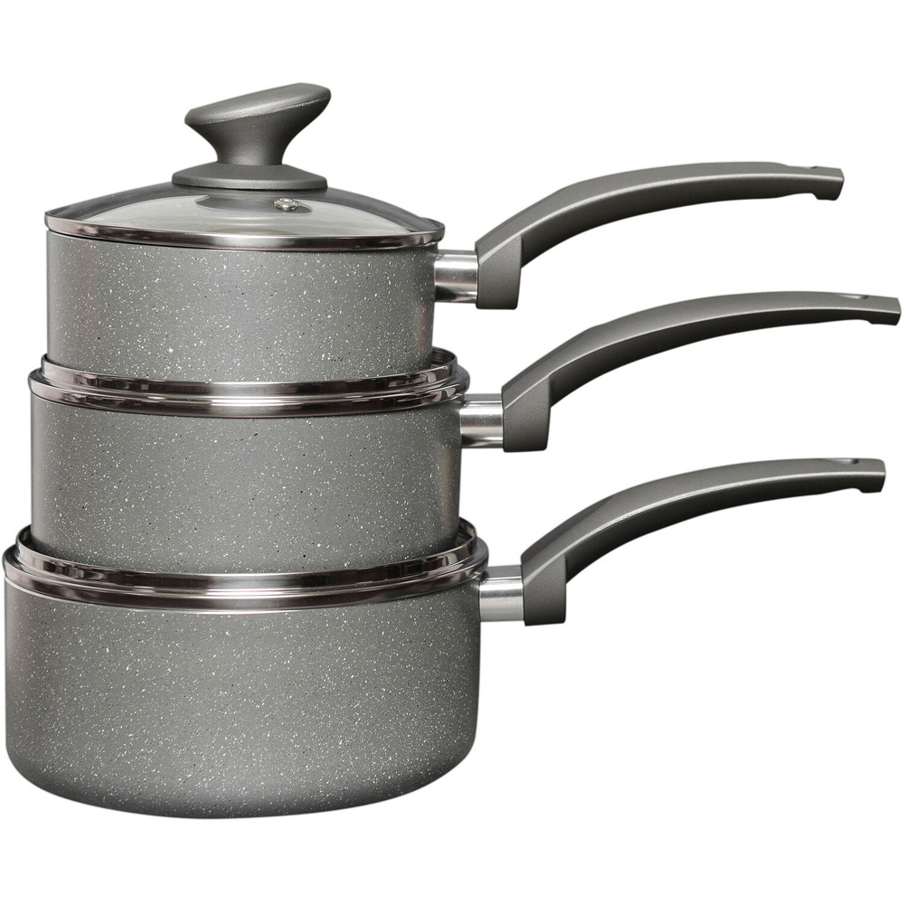 Kitchen Master Set of 3 Marble Effect Non-Stick Pans Image 1