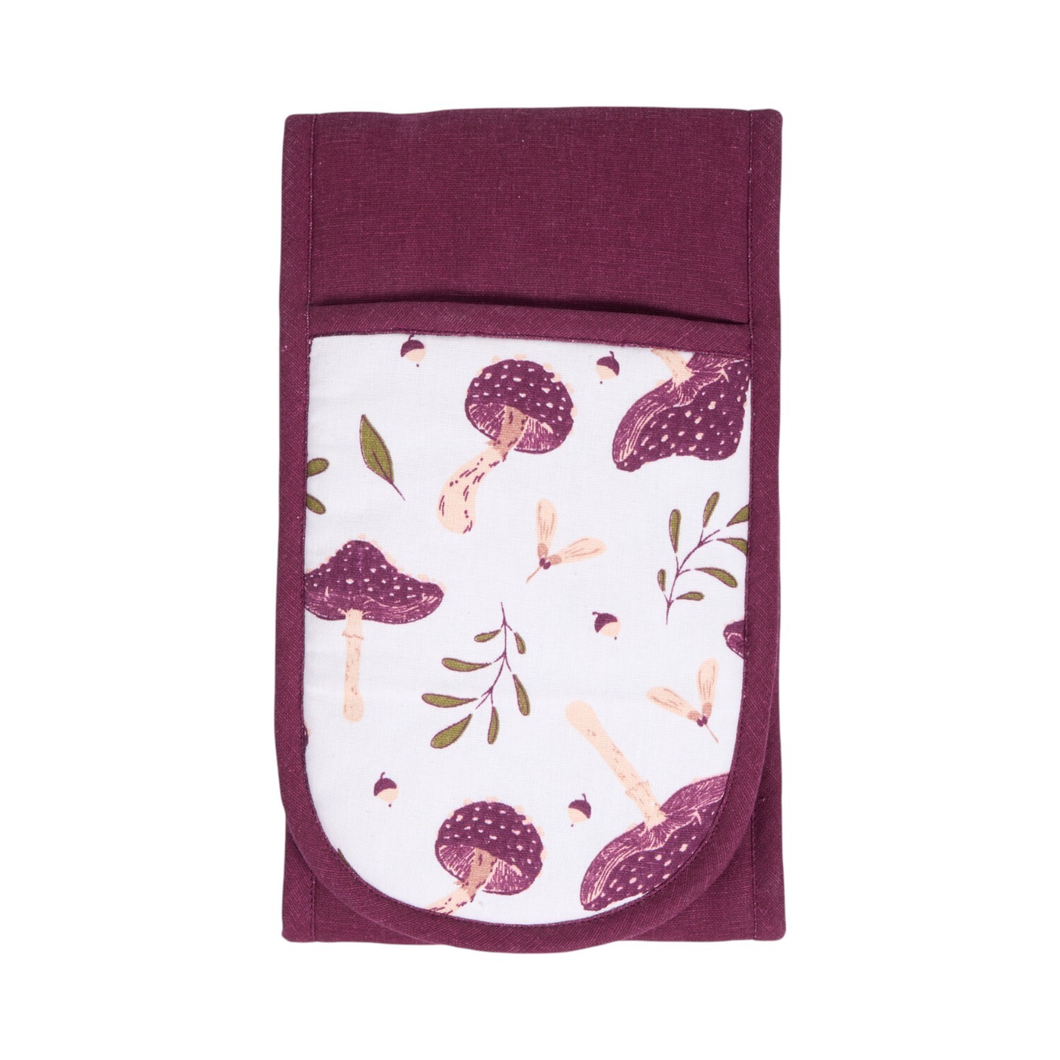 Maroon Mushroom Double Oven Glove Maroon and White Image 3